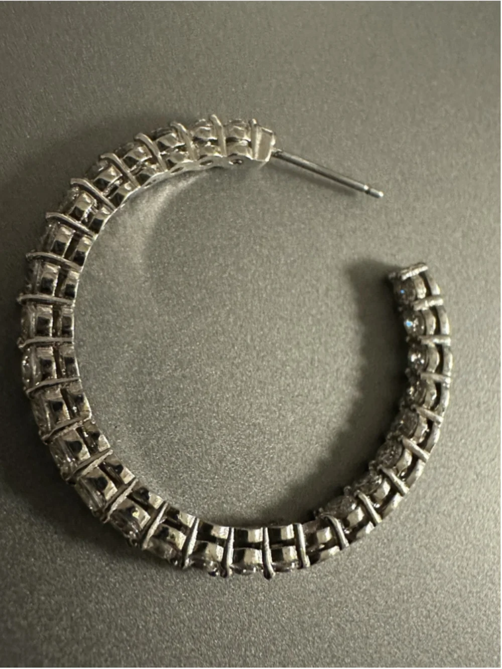 KJL Kenneth Jay Lane 1.5” InsideOut Hoop Earrings 52 Lg Stone Rhodium  Orig$200 - Picture 9 of 14